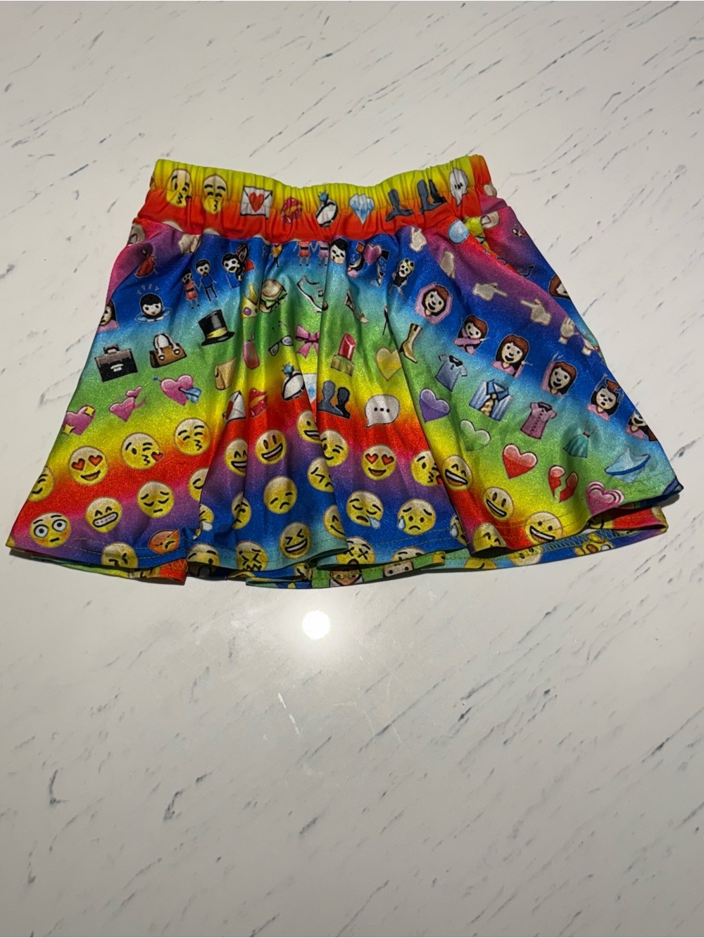 Dori Creations Girls 5/6 Rainbow Colorful Emoji Print Skirt